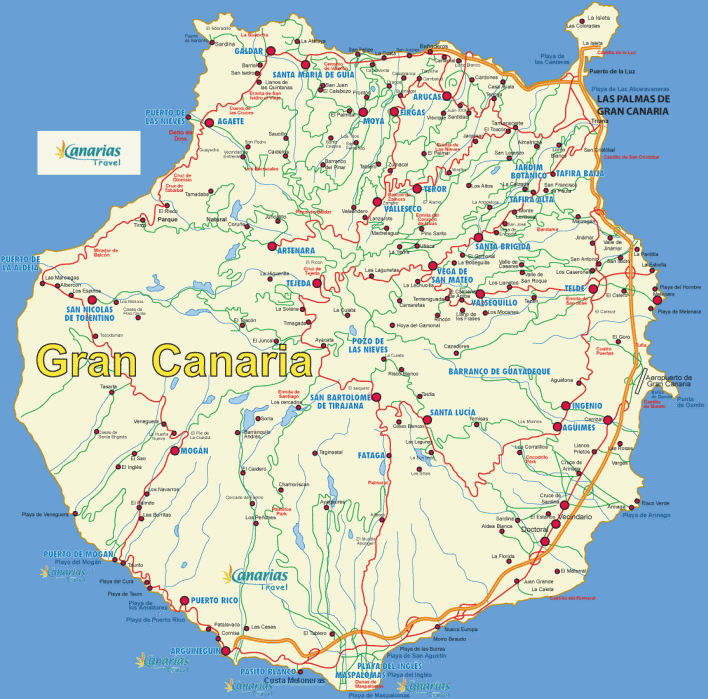 Kort over Gran Canaria - DanksGranCanaria.com